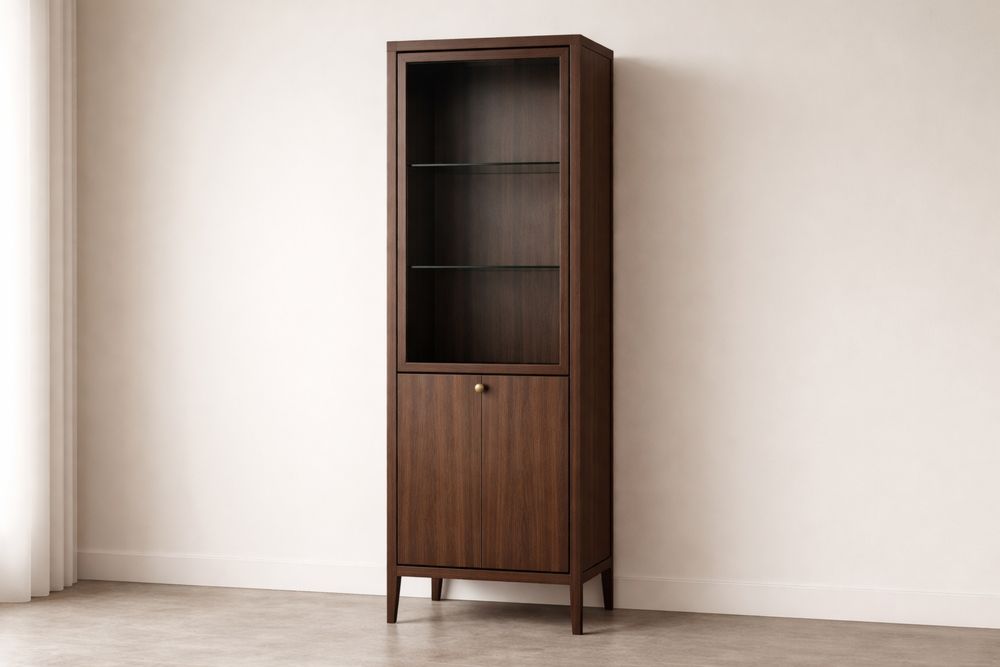 Armoire vitrine en bois avec porte en verre