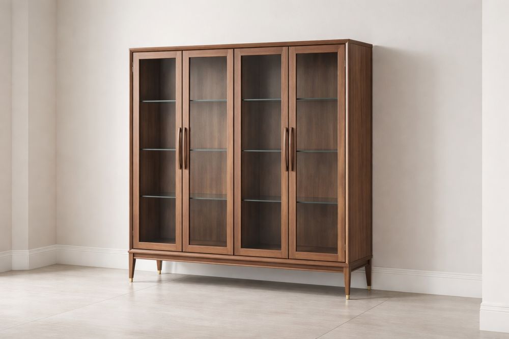Vitrine en bois avec portes en verre trempé