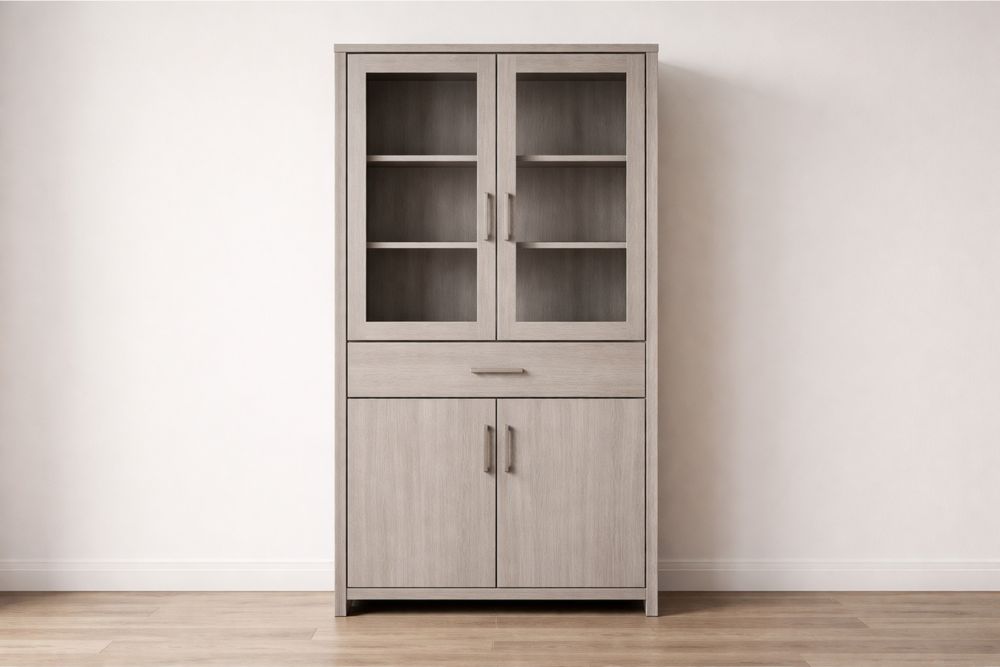 Armoire vitrine en bois avec portes en verre trempé