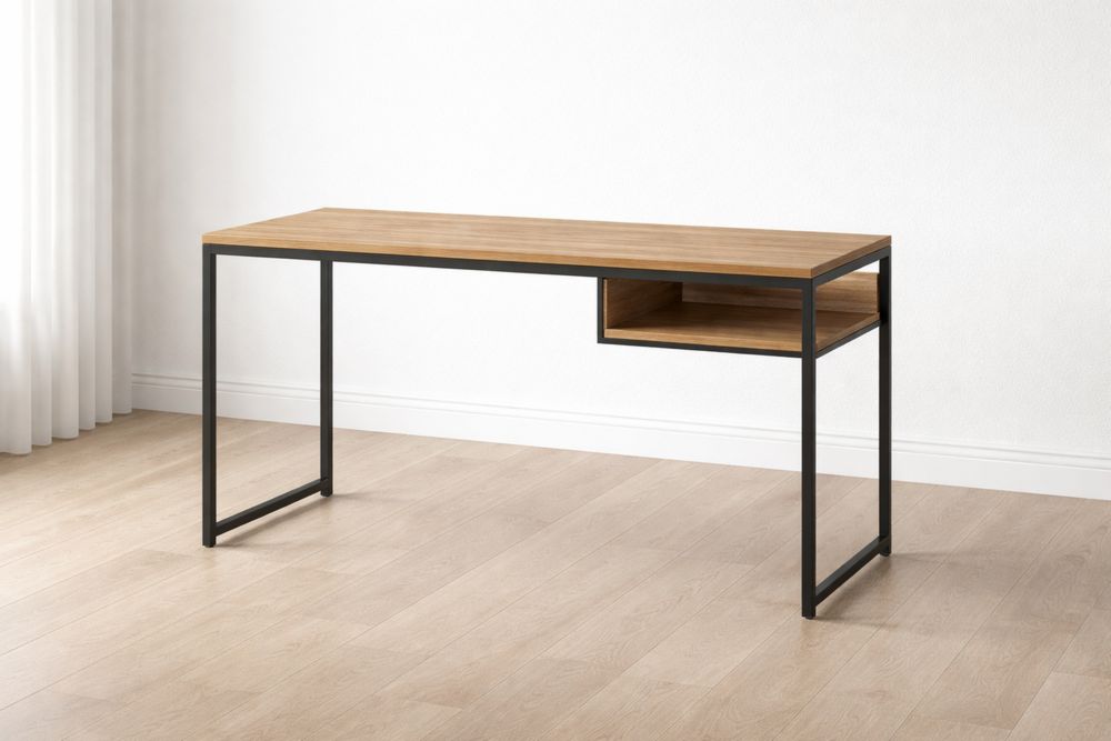 Bureau en bois et métal noir 120cm x 60cm x 75 cm