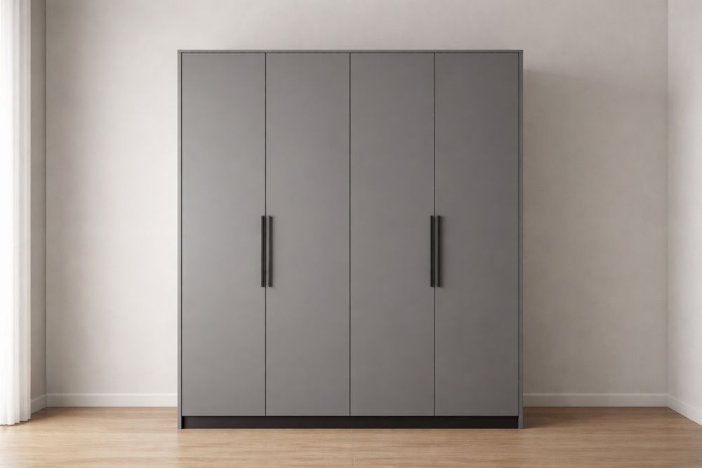 Armoire en bois composite gris 200x60x210 cm
