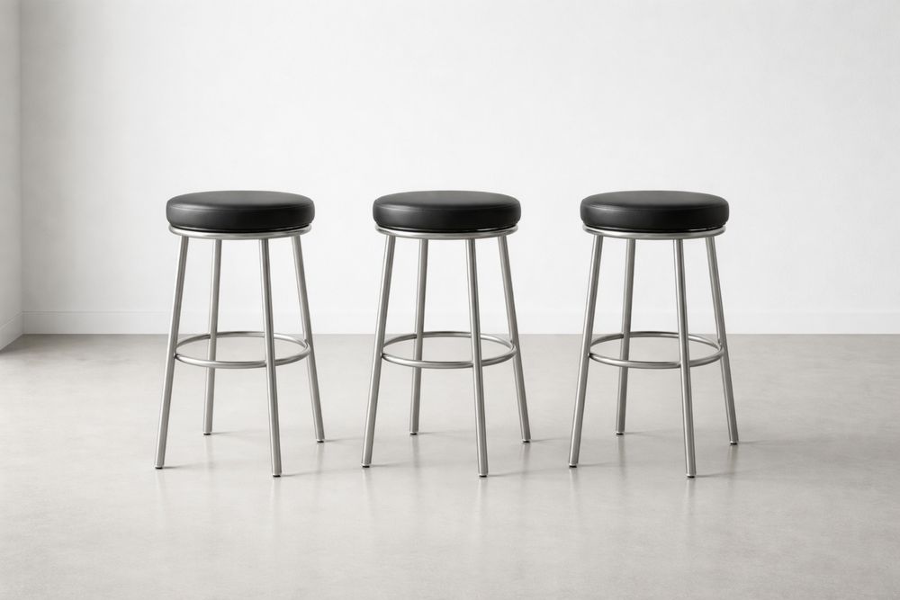 Tabourets de Bar en Métal Noir Cuir Synthétique