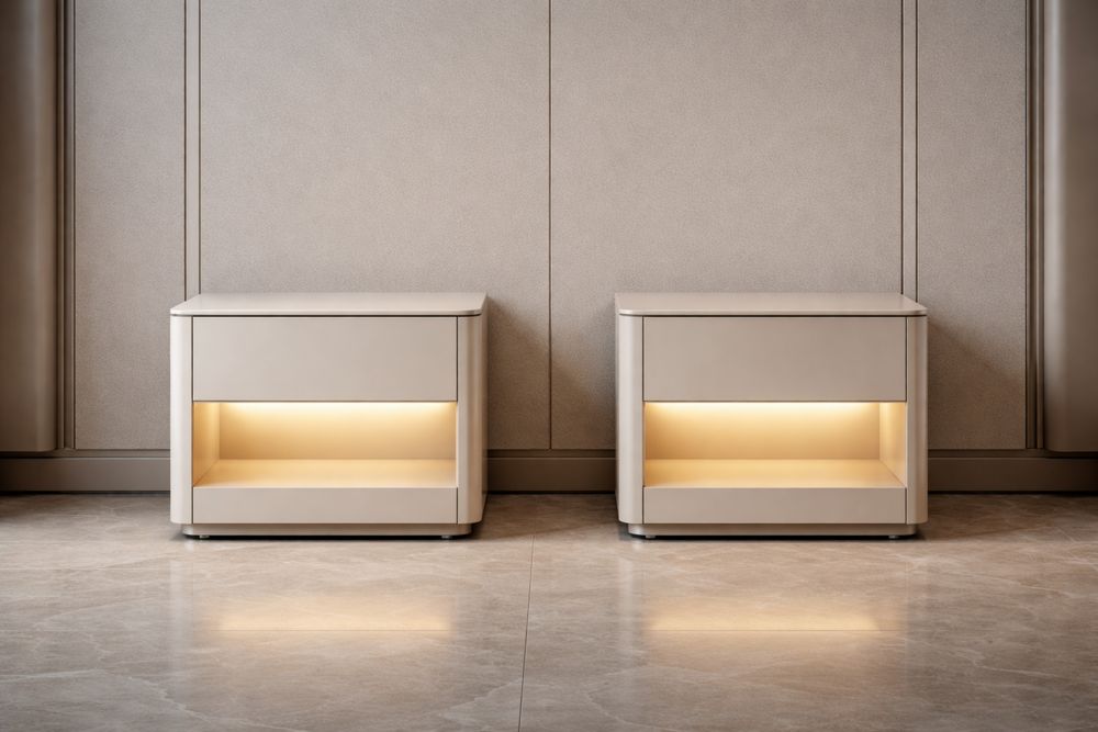 Table de Chevet LED en MDF Beige