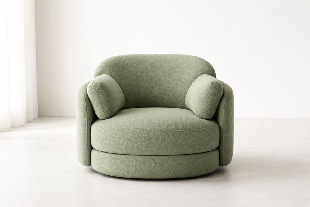 Fauteuil en Tissu Vert avec Accoudoirs
