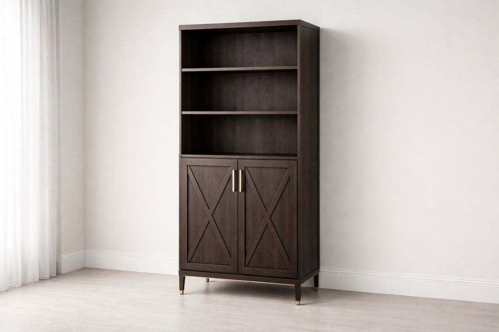 Bibliothèque haute bois marron 180x80x40cm