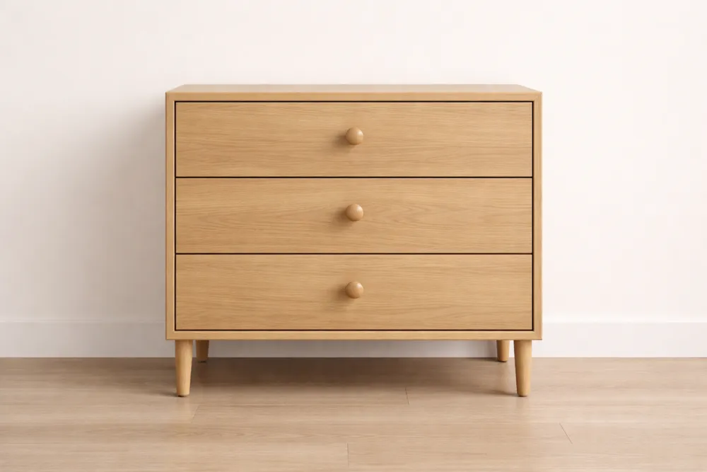 Commode 3 tiroirs en bois de chêne clair