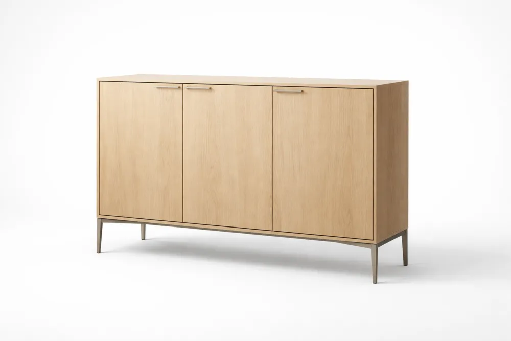 Buffet en Bois de Chêne Clair avec Pieds en acier