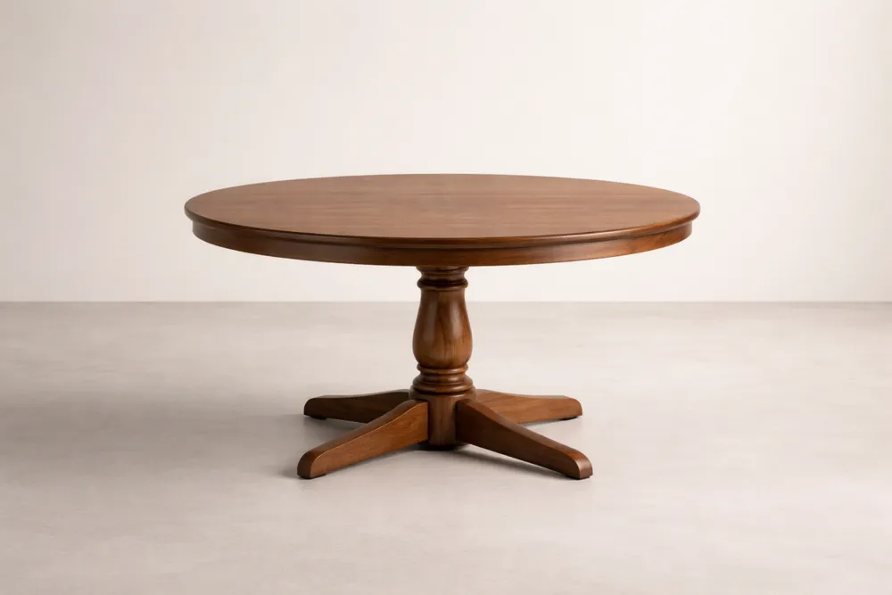 Table ronde en bois d'acajou