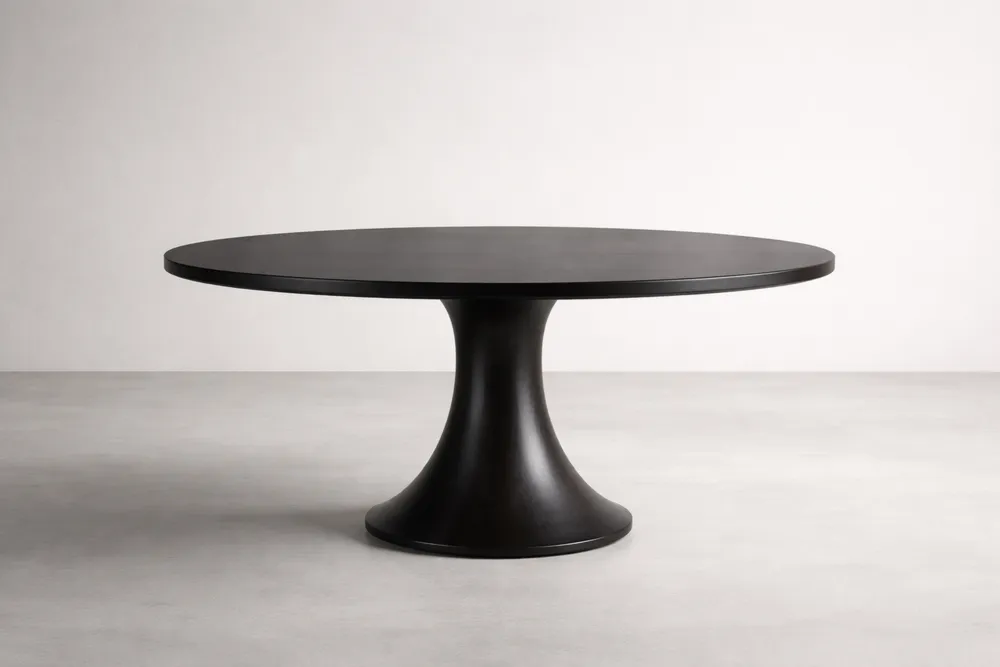 Table à manger ronde en bois massif Noir