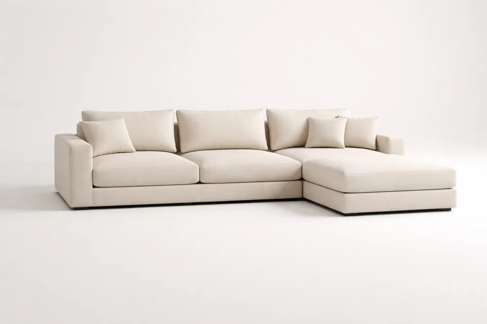 Canapé d'angle en tissu polyester Beige 300x150x85 cm