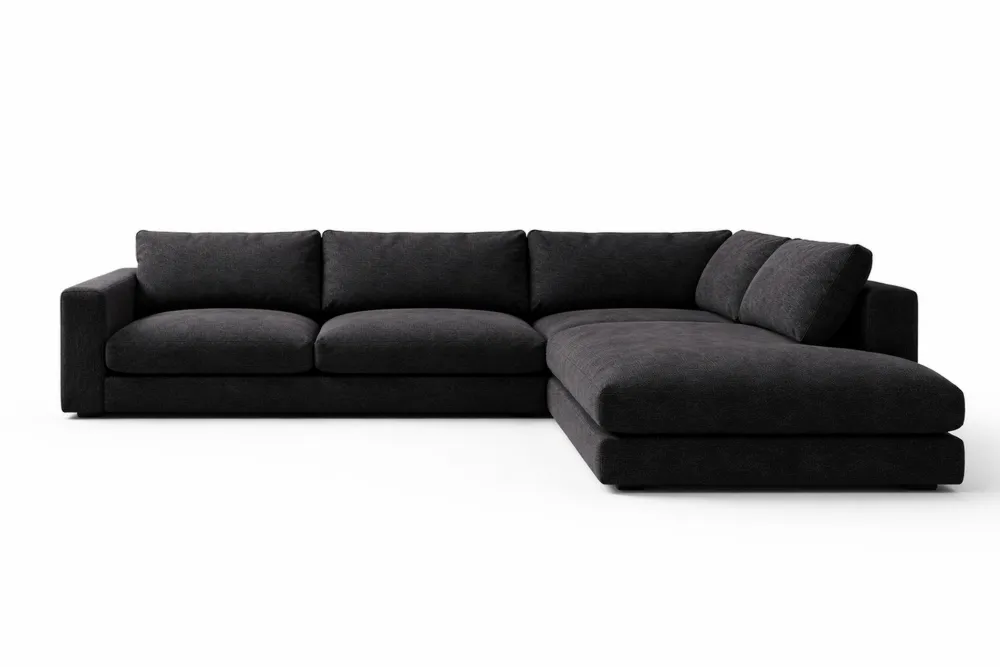 Canapé d'angle en tissu noir 274x210x85 cm