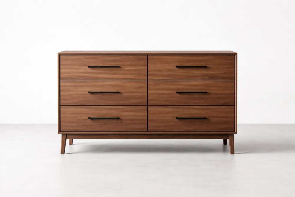 Commode avec 6 tiroirs finition noyer