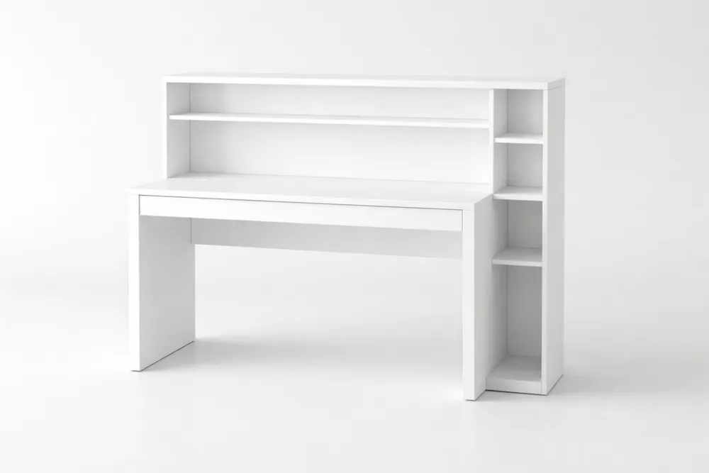 Bureau avec Étagères Blanc