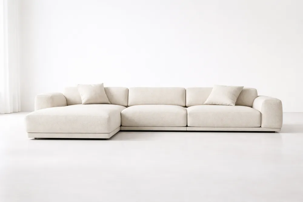 Canapé d'angle modulable en tissu polyester Beige