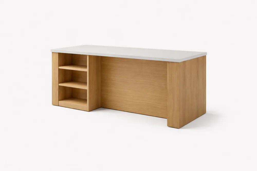 Bureau Rectangulaire en Bois massif avec Plateau en Stratifié Blanc