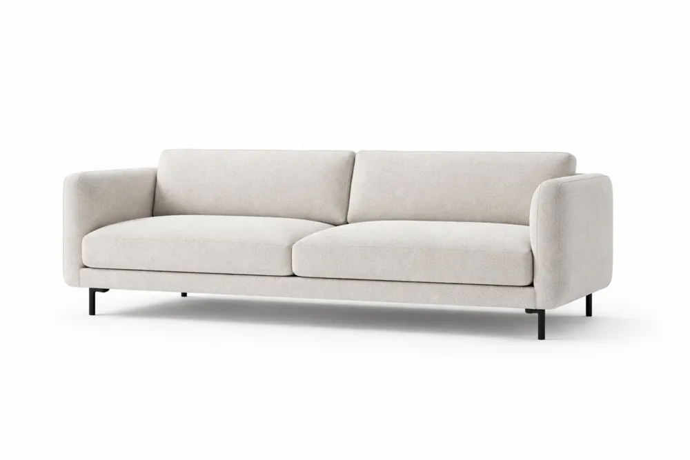 Canapé 2 places en tissu polyester beige avec pieds en aluminium