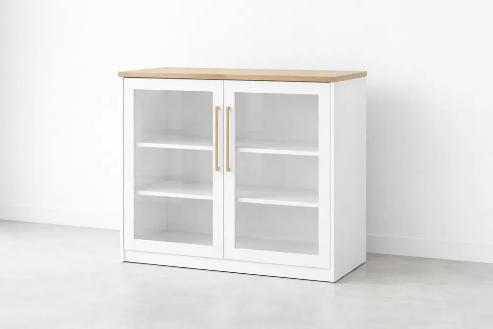 Buffet en MDF avec Portes en Verre Trempé