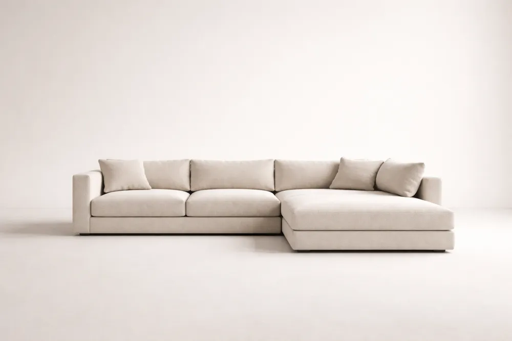 Canapé d'angle en tissu 4 places beige