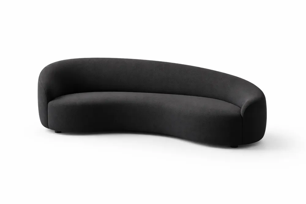 Canapé en Tissu Noir Courbé