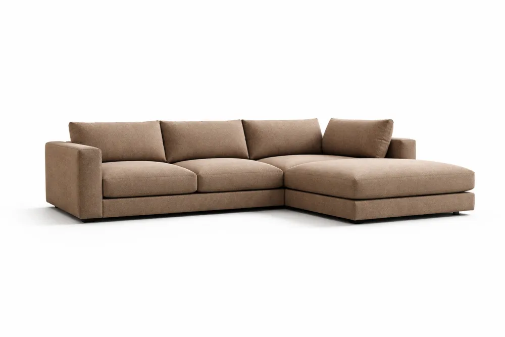 Canapé d'angle en tissu polyester beige 280x165x85 cm