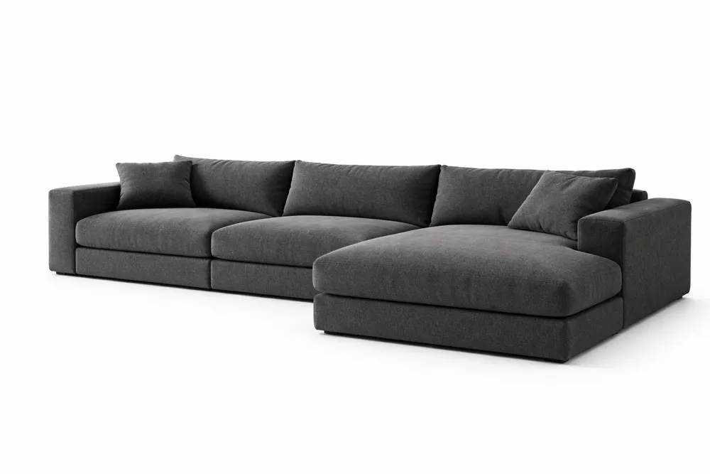 Canapé d'angle en tissu gris