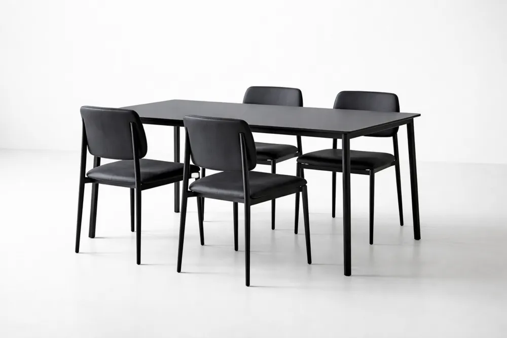 Ensemble de salle à manger en aluminium et polyuréthane Noir