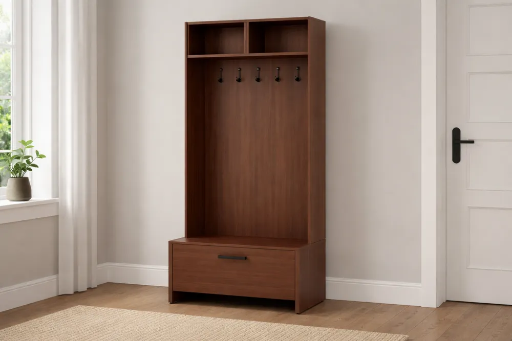 Porte-manteau en Marron avec étagère 180x90x40 cm