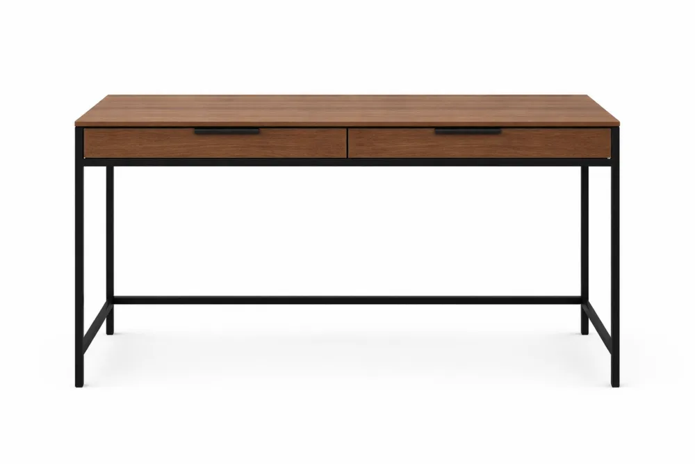 Bureau en MDF avec tiroirs cadre en acier noir 120x60x75 cm