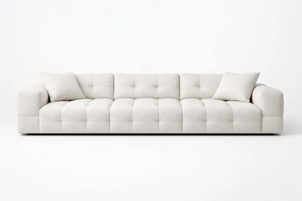 Canapé 3 Places Tissu Coton Blanc 220x100x75 cm