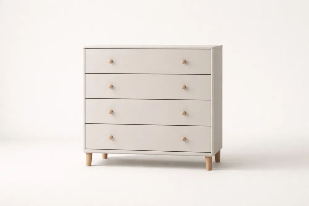 Commode en Bois massif avec 4 Tiroirs Beige 90x45x95 cm