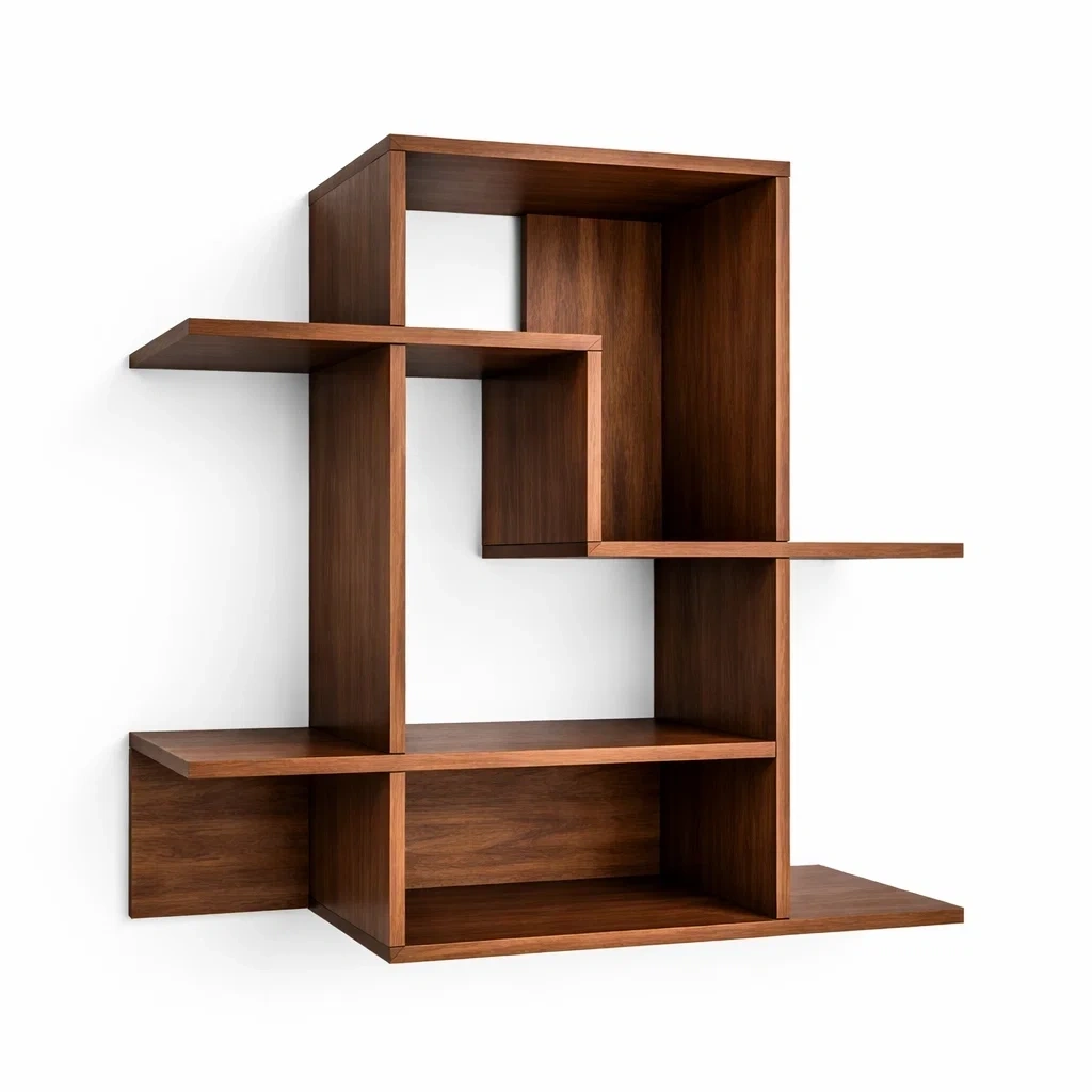 Estanteria mural moderna escalonada de madera marron-Mirexen