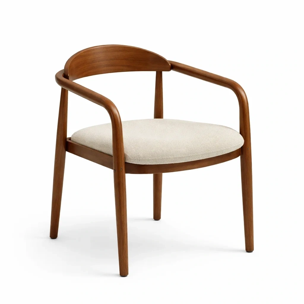 Silla tapizada de madera con brazos curvos-Mirexen
