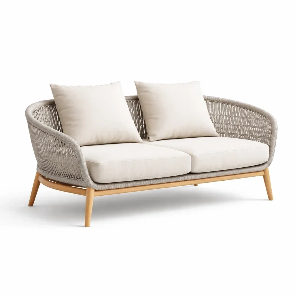 Sofa de dos plazas con respaldo tejido moderno-Mirexen