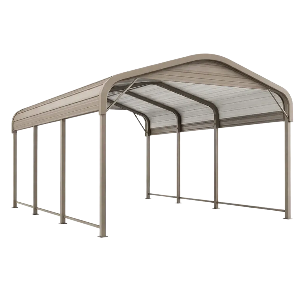 Abri voiture en métal galvanisé beige-PureLoftz