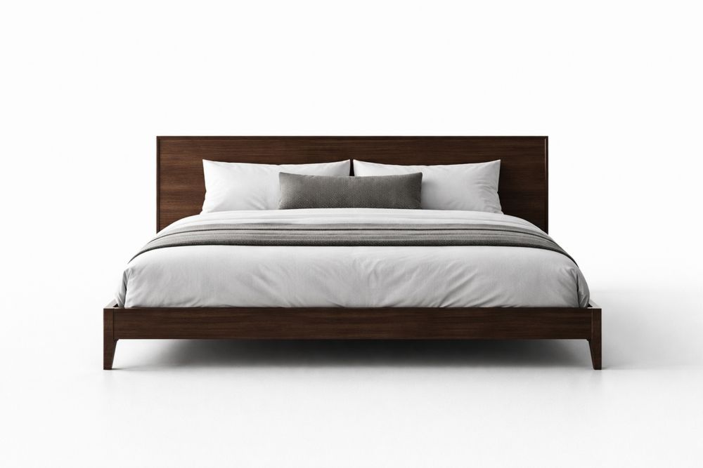 Lit Double en Bois Noyer Brun Longueur200cmxLargeur160cm-Ardenlora