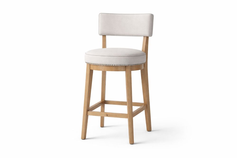 Tabouret en Bois Massif et Tissu Beige-Ardenlora
