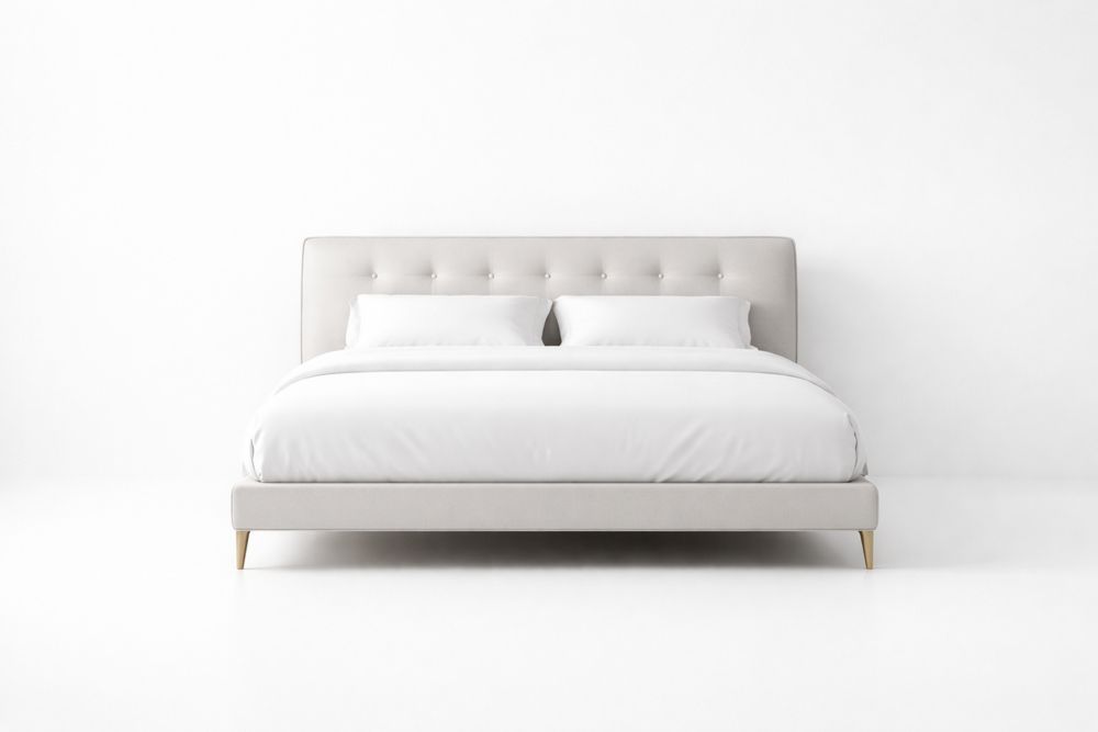 Lit en tissu gris clair avec tête de lit capitonnée Longueur200cmxLargeur160cm-Ardenlora