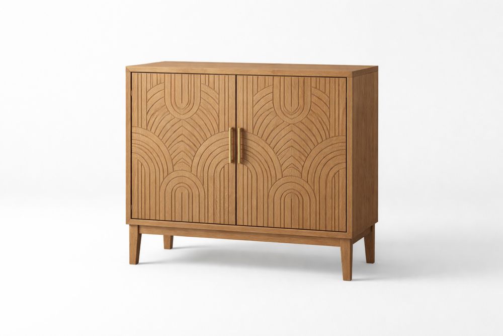Buffet en bois chêne avec motifs géométriques Longueur80cmxLargeur40cmxHauteur90cm-Ardenlora