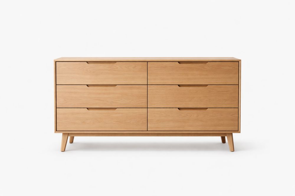 Commode en Bois de Chêne avec 6 Tiroirs-Ardenlora