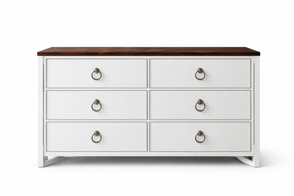 Commode en Bois Massif avec 6 Tiroirs-Ardenlora