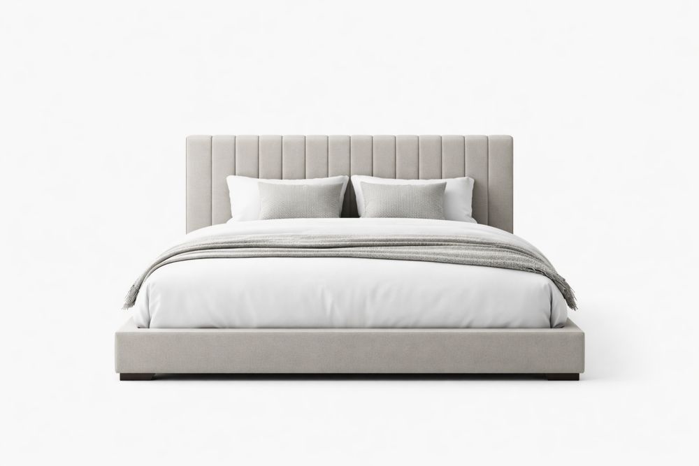 Lit Double en Tissu Gris avec Structure en Bois Massif Largeur160cmxLongueur200cm-Ardenlora