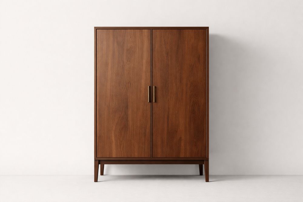 Armoire en bois massif avec portes battantes brun-Ardenlora
