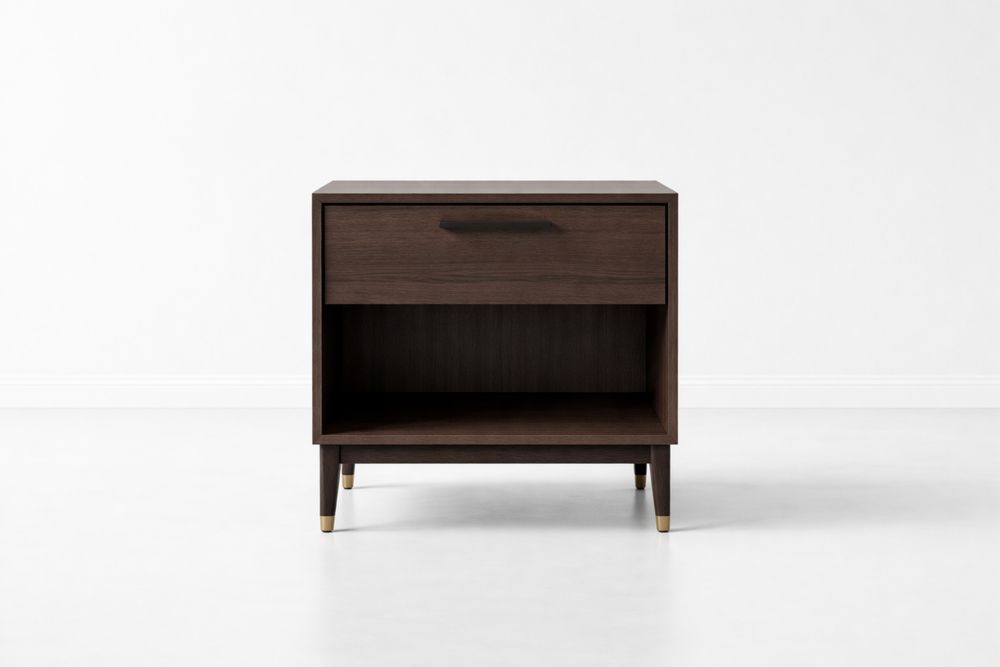 Table de chevet en bois d'ingénierie brun avec tiroir-Ardenlora