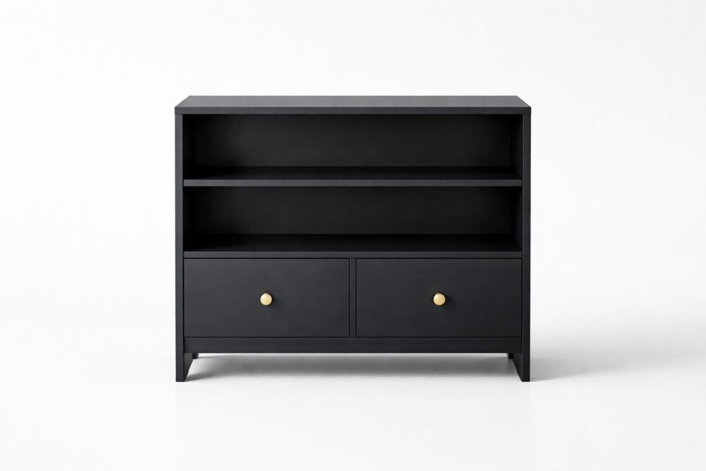 Étagère en Bois MDF avec Tiroirs Noire-Ardenlora