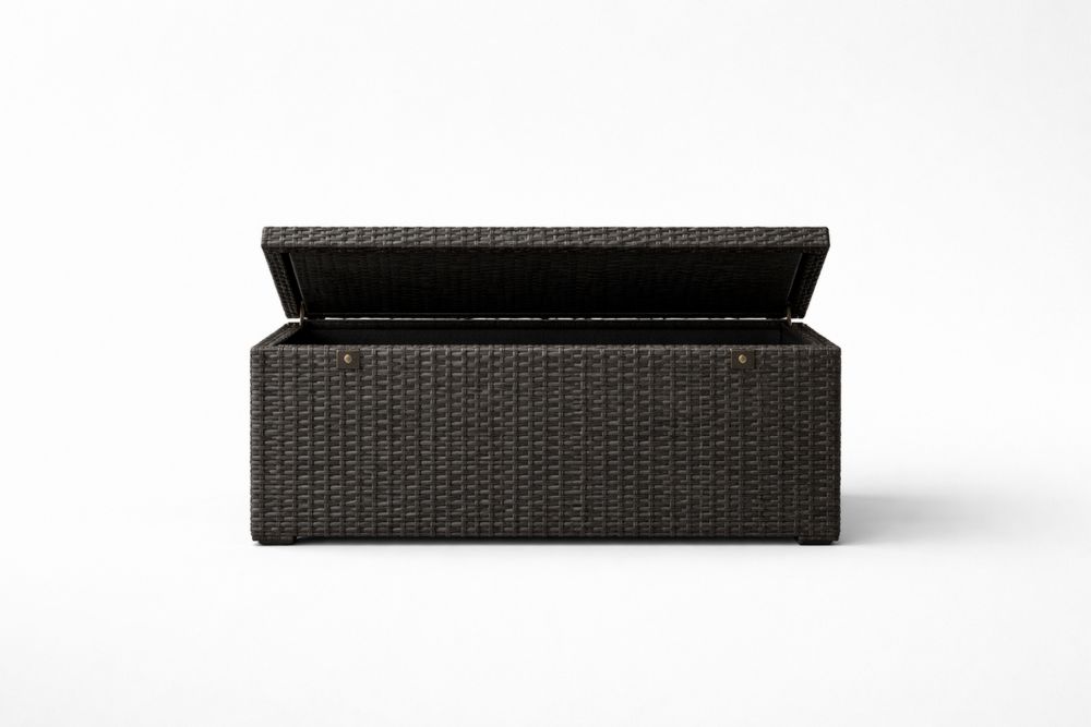 Coffre de rangement en résine tressée gris anthracite-Ardenlora