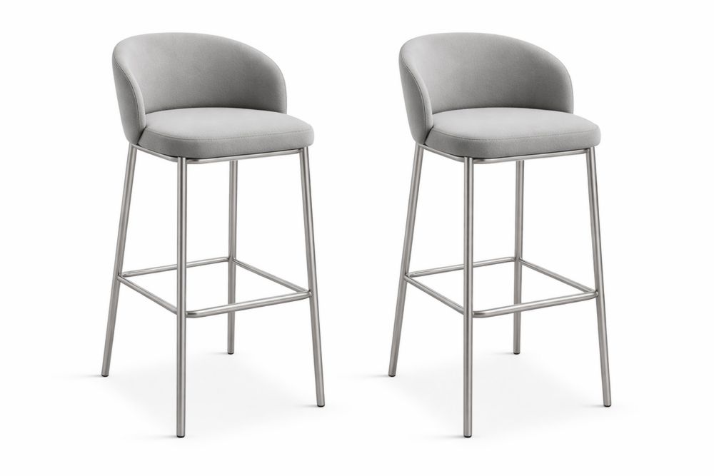 Ensemble de 2 Tabourets de Bar Gris Acier Inoxydable et Tissu-Ardenlora