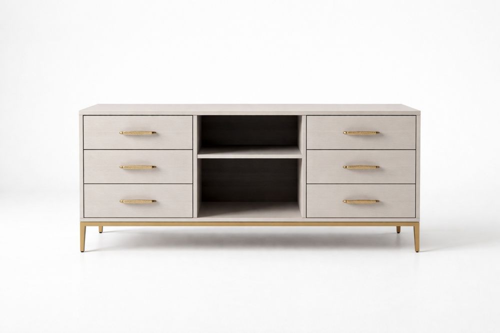 Commode en Chêne Blanc et Acier 150x45x75cm-Ardenlora