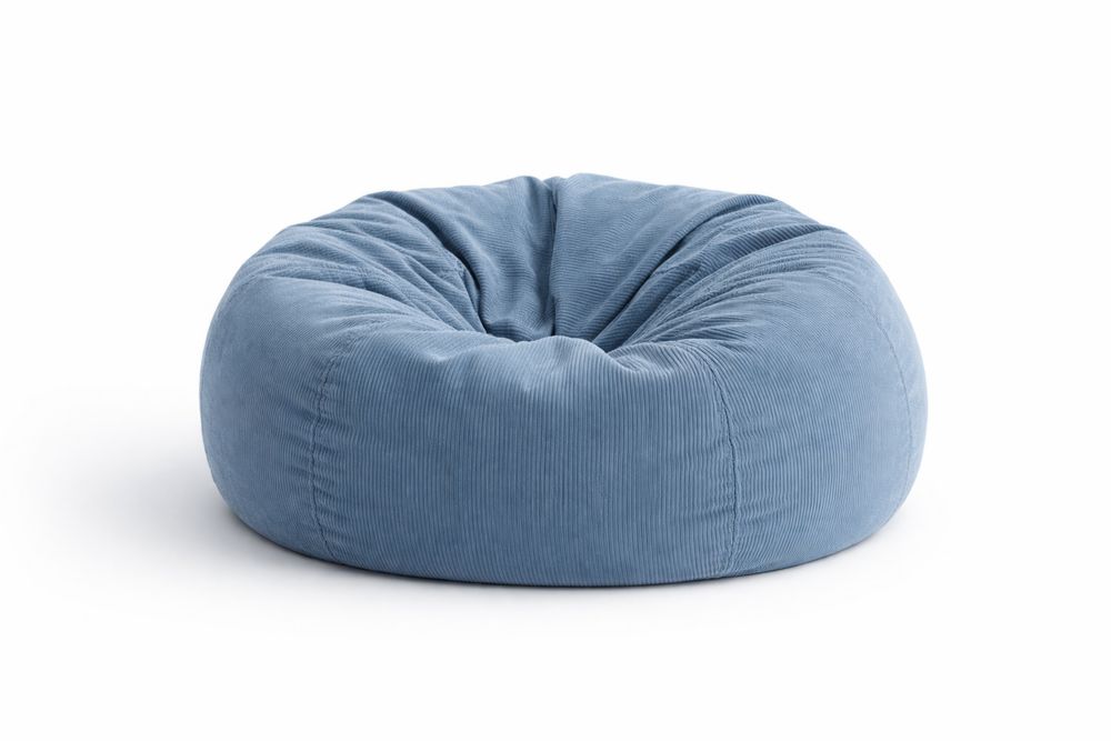 Pouf Poire Rond en Velours Bleu avec Remplissage Polystyrène-Ardenlora