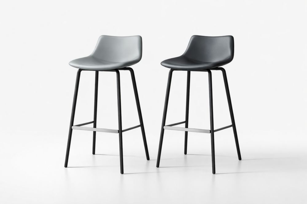 Ensemble de 2 Tabourets de Bar en Polypropylène et Acier Noir/Gris 65cm-Ardenlora