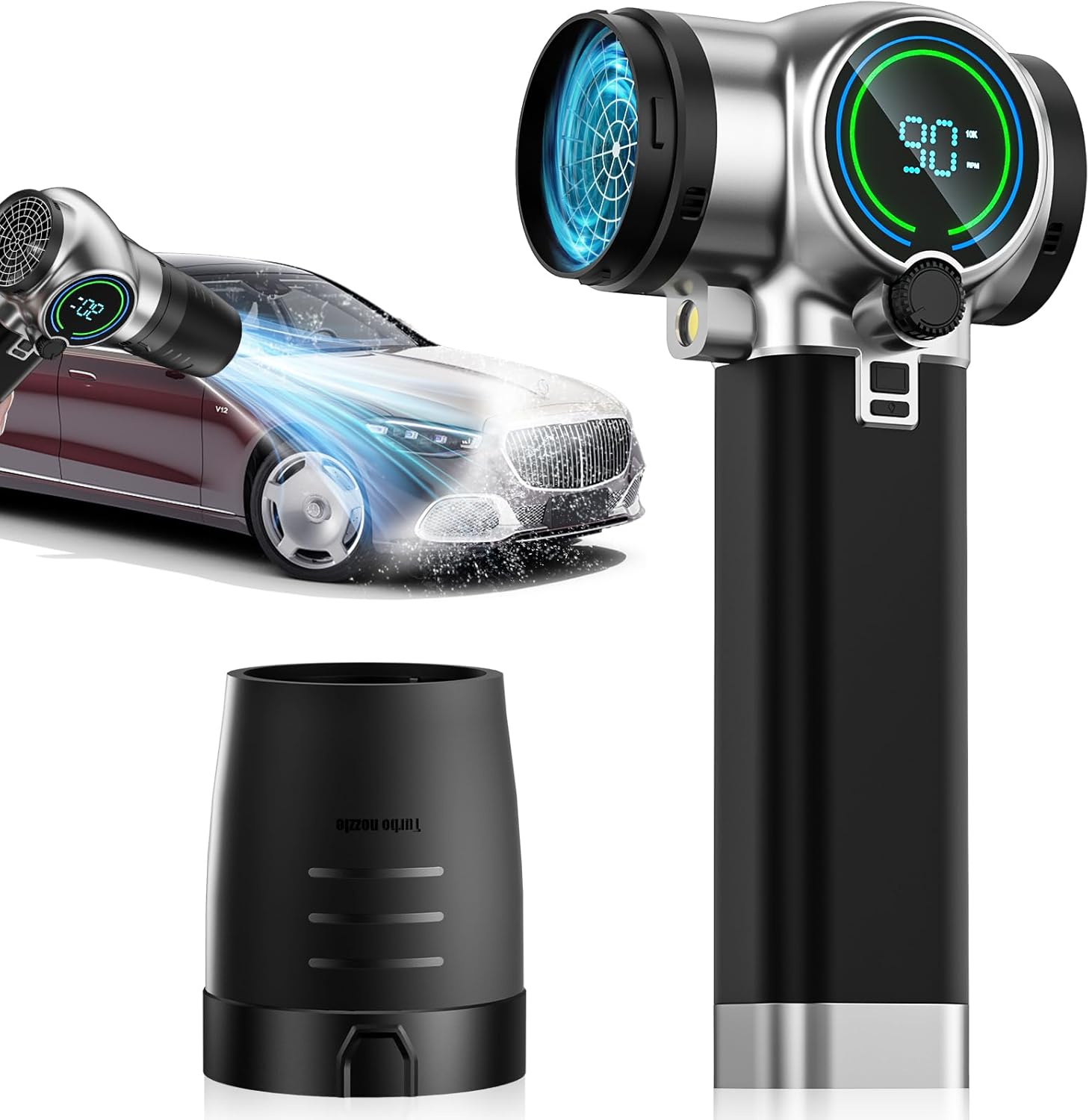 【2026 新登場】洗車用ジェットブロワー 強力 2600g 推力 245m/s 暴風 エアダスター 軽量コンパクト ドイツレッドドット受賞ブランド